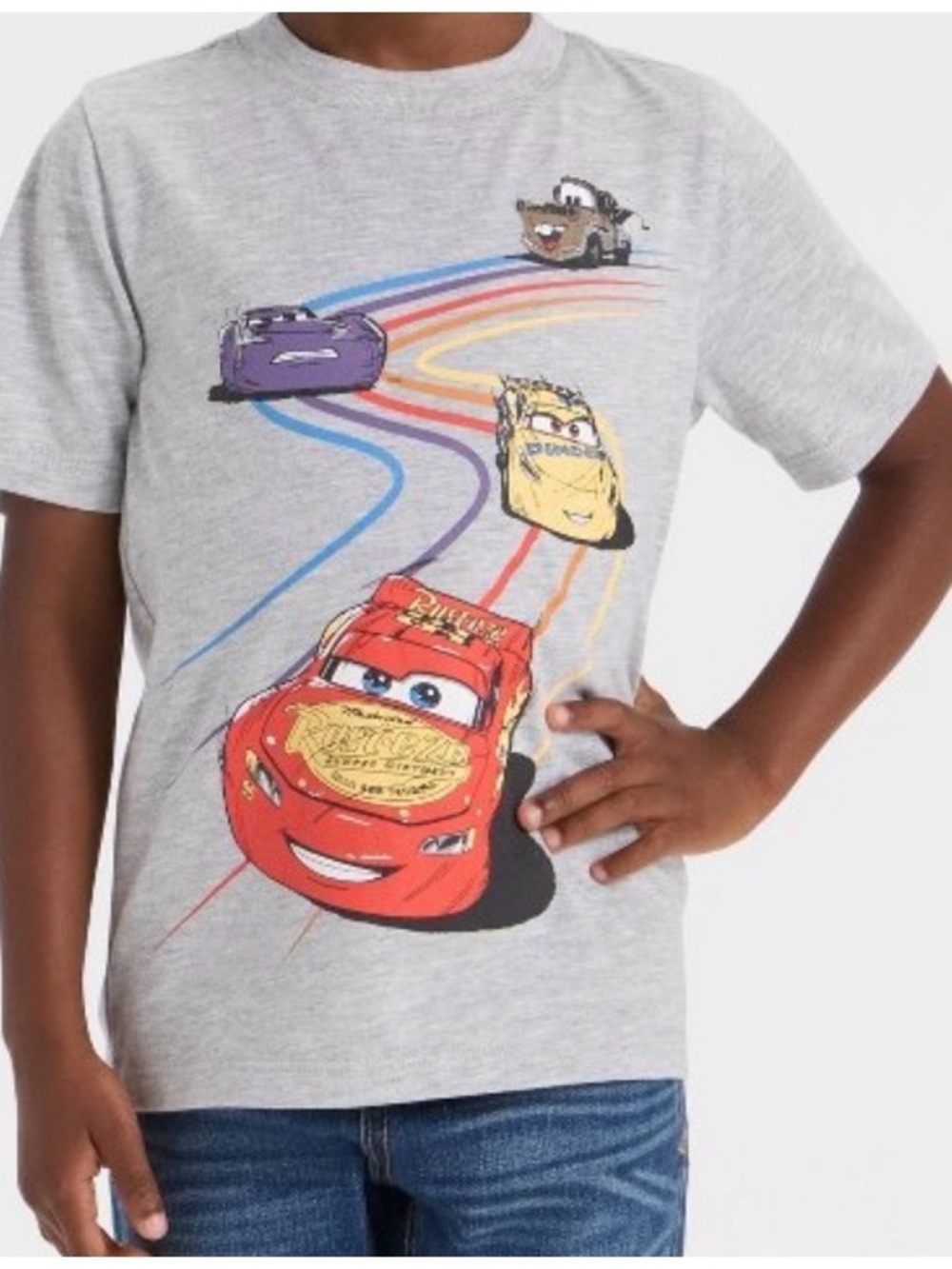 NWT: Disney Cars Boys' Disney  Lightning  McQueen Racing T-Shirt-Heather Gray 4T